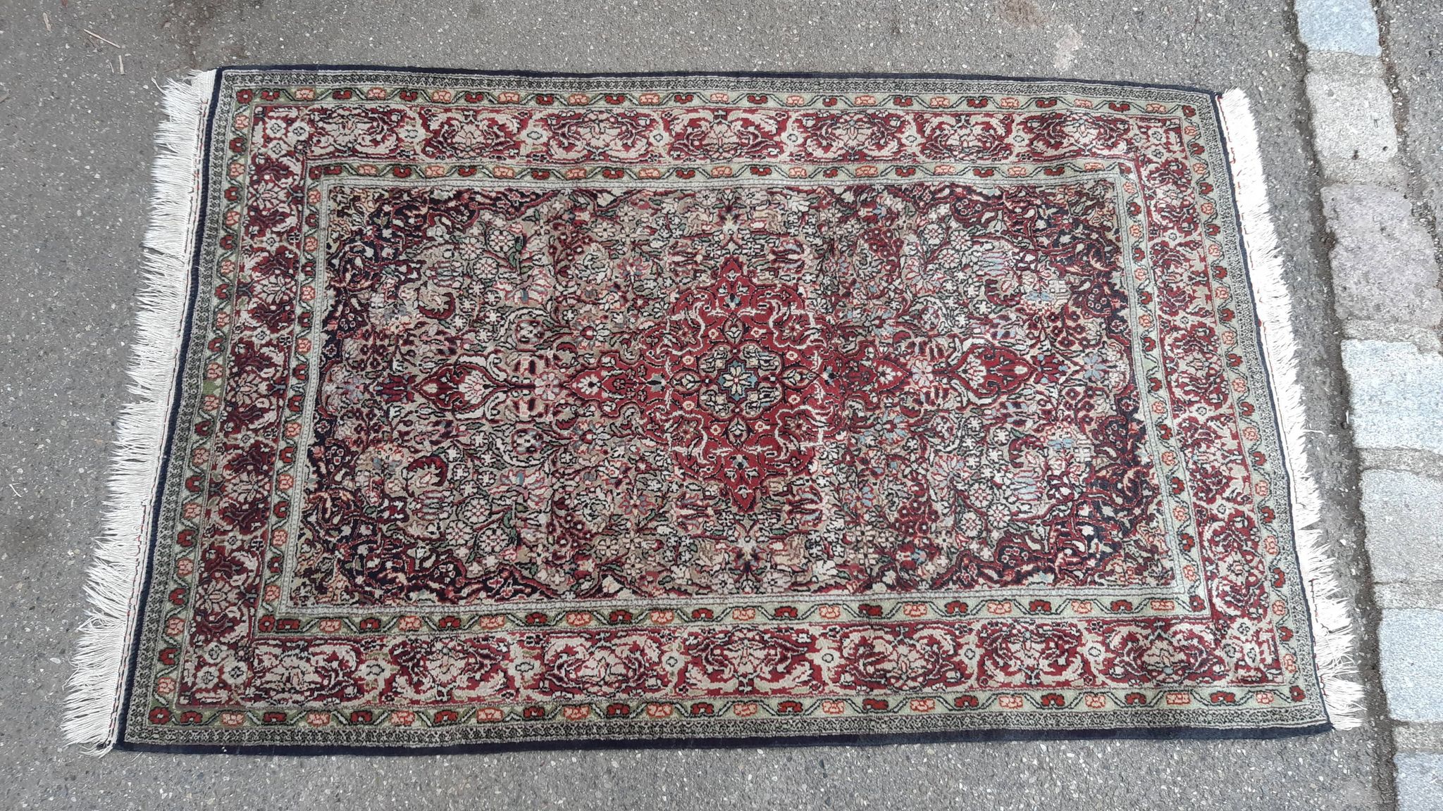 Tapis ancien kashmir laine et soie 144x93cm