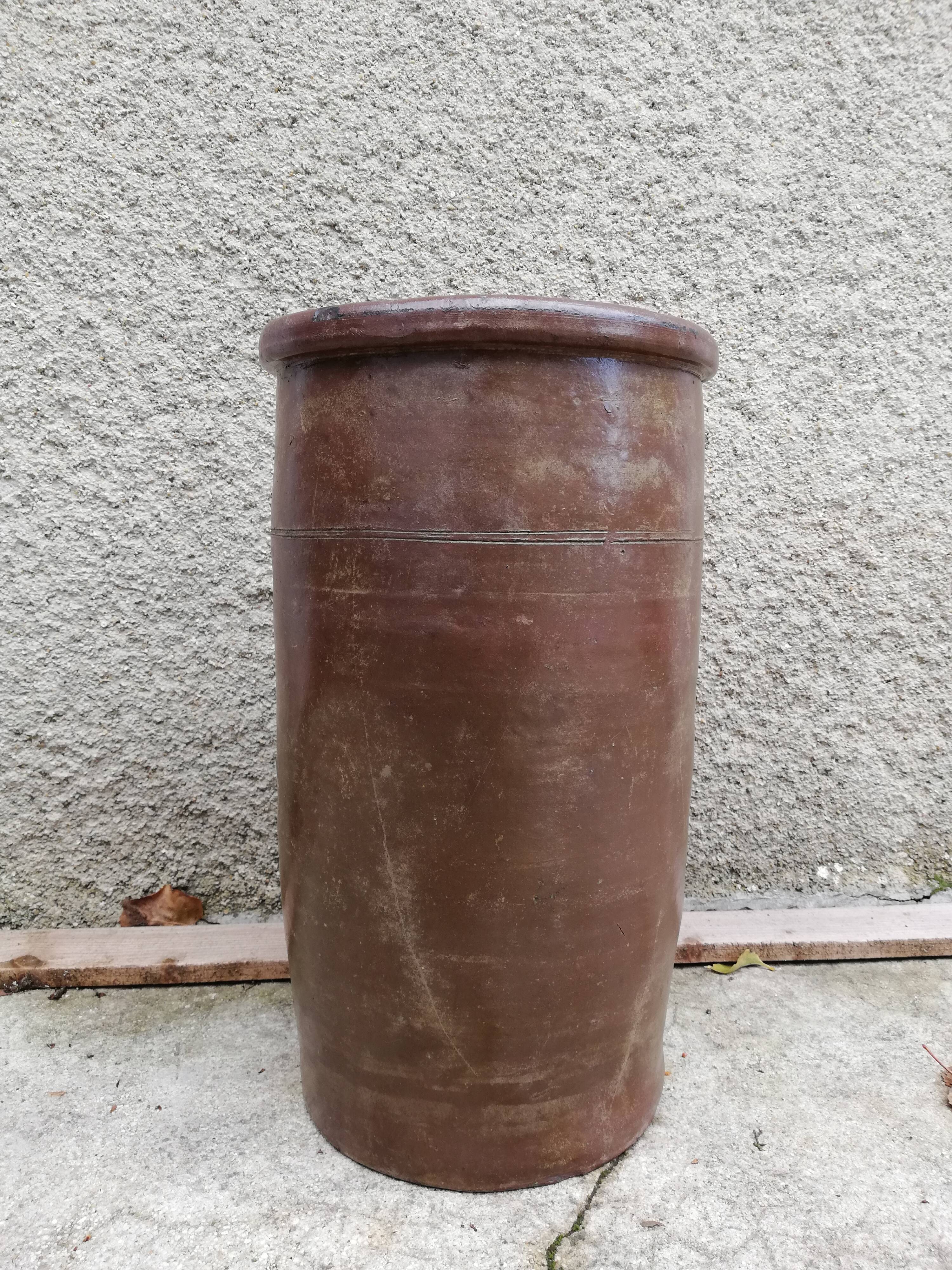 Brown glazed stoneware pot