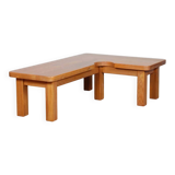 Solid oak coffee table in the style of Seltz, 1980.