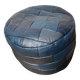 Blue Sède patchwork leather pouf