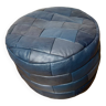Blue Sède patchwork leather pouf
