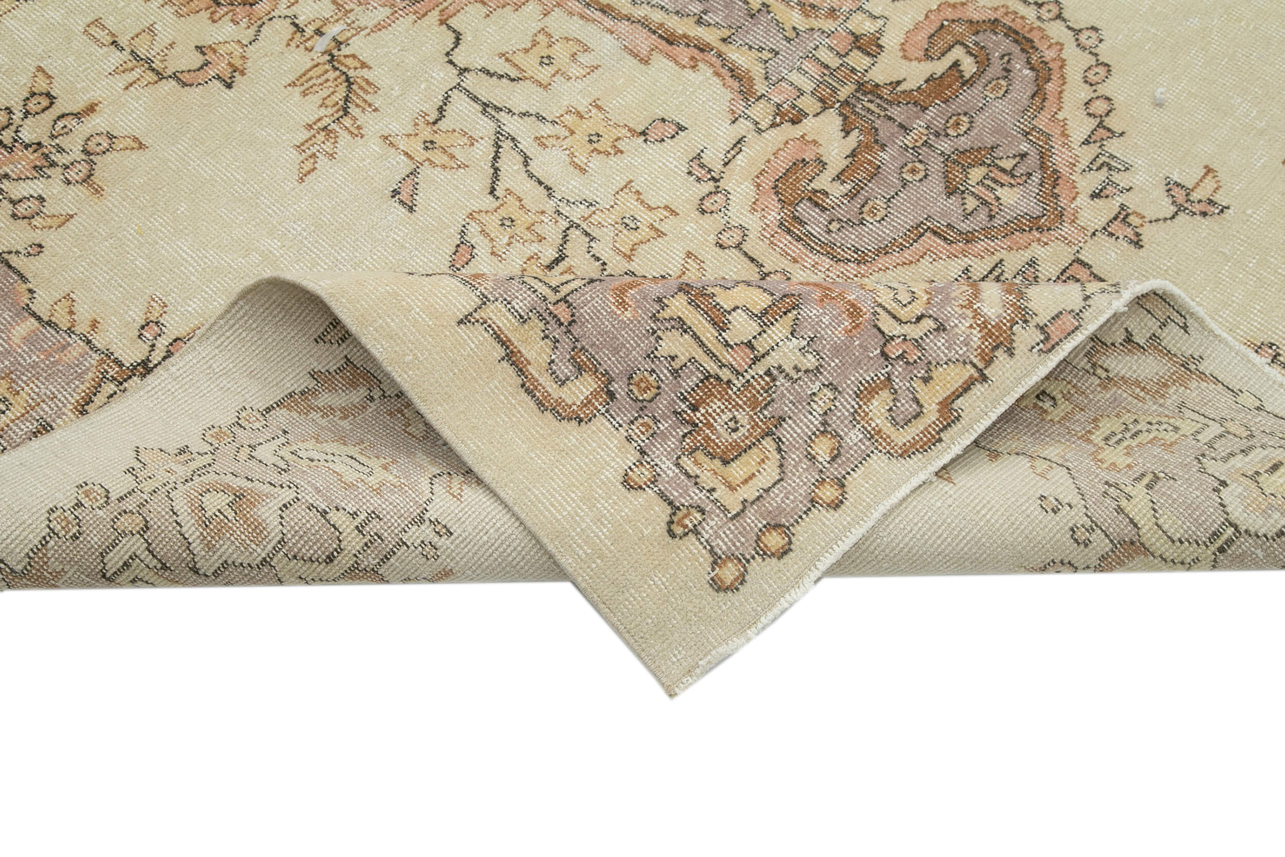 Handmade antique oriental beige rug 184 cm x 295 cm