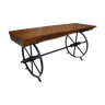 Table basse bois roues chariot