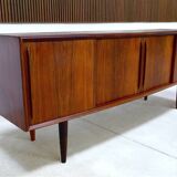 Minimalist Sideboard with Curved Front by Svend Aage Madsen for H.P. Hansen, Denmark 1960s