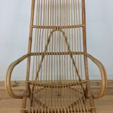 50s rattan chair, high-back basket