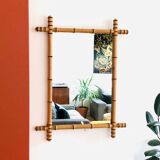 Fake bamboo wooden mirror 85 x 65 cm