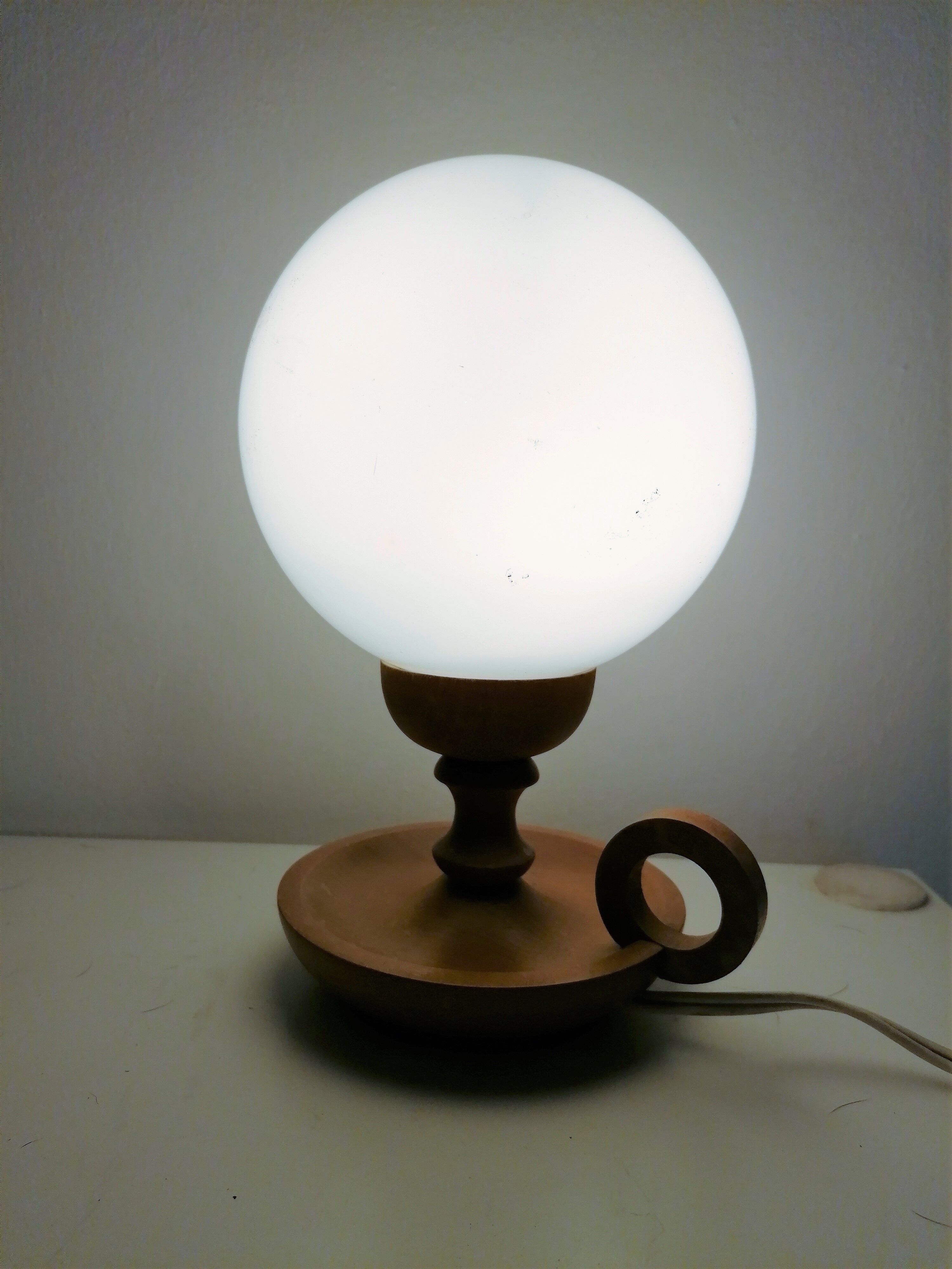 Lamp night light wood and glass vintage Scandinavian design