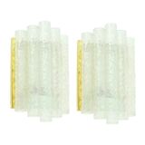 Pair of Mid-Century Modern Ice Glass Wall Lights from Doria, Germany, 1960s