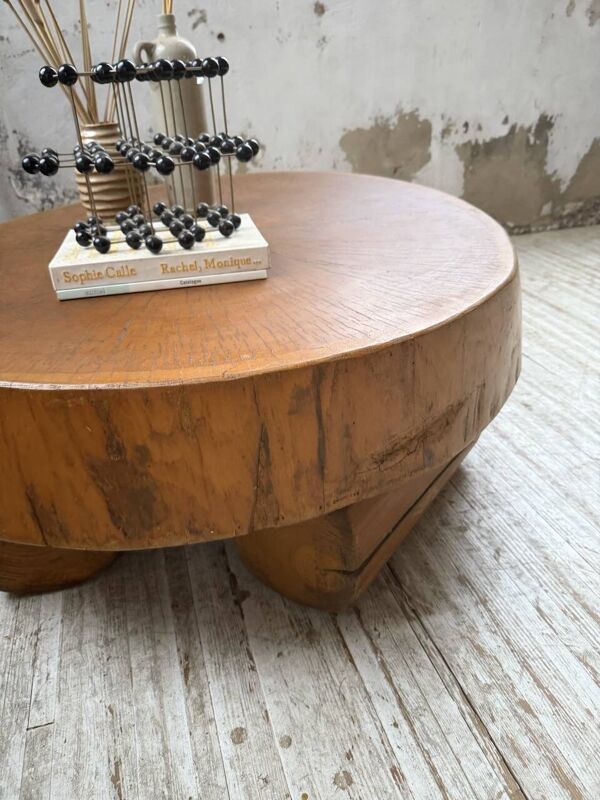 Table basse brutaliste « rondin » XL