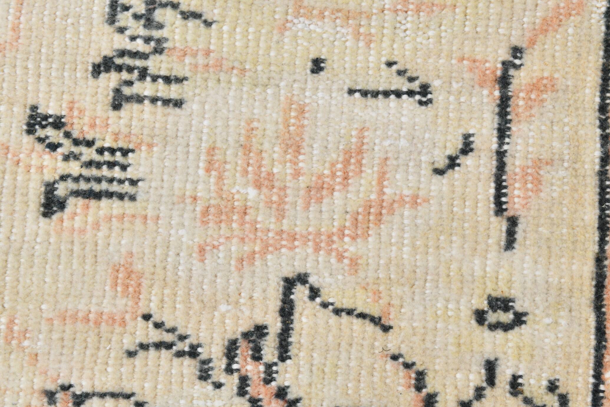 6x10 Large Cream & Black Oriental Vintage Rug, 192x307Cm