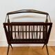 Folding wood and brass magazine rack by Cesare Lacca – Italy, 1950s