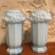 2 Antique blue opaline Art Nouveau vases with thistle motifs