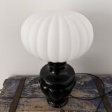 Vintage table lamp with pleated opaline shade
