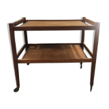 Scandinavian teak rolling trolley
