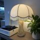 Vintage alabaster lamp with fringed shade – 1960s