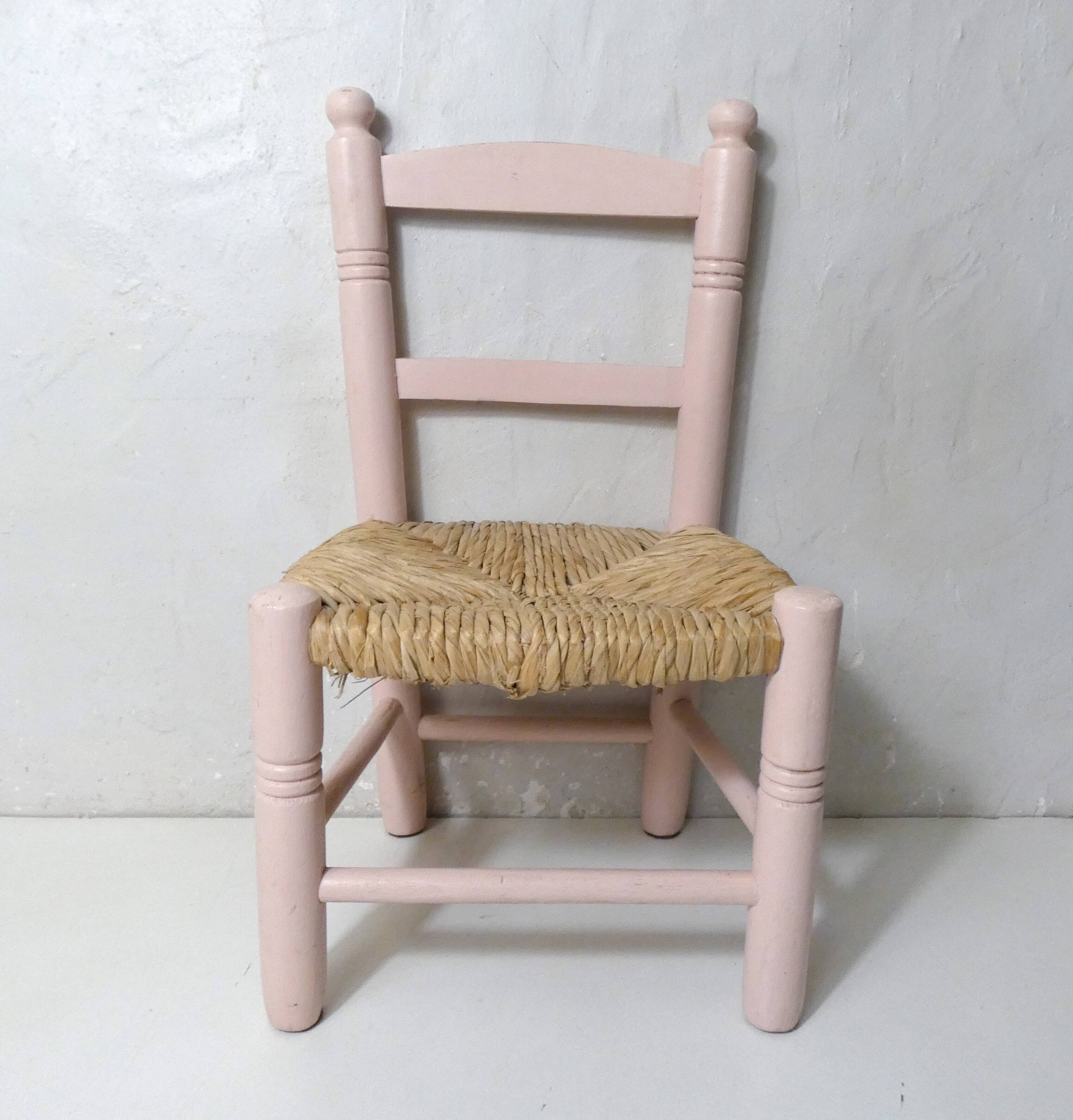 Old wooden straw chair for children