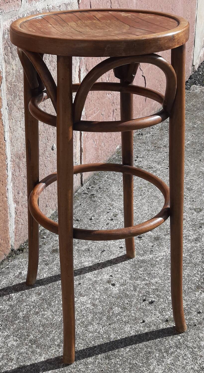 Tabouret de bar en bois courbé (style Thonet)