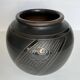 Art Deco ball vase in black ceramic