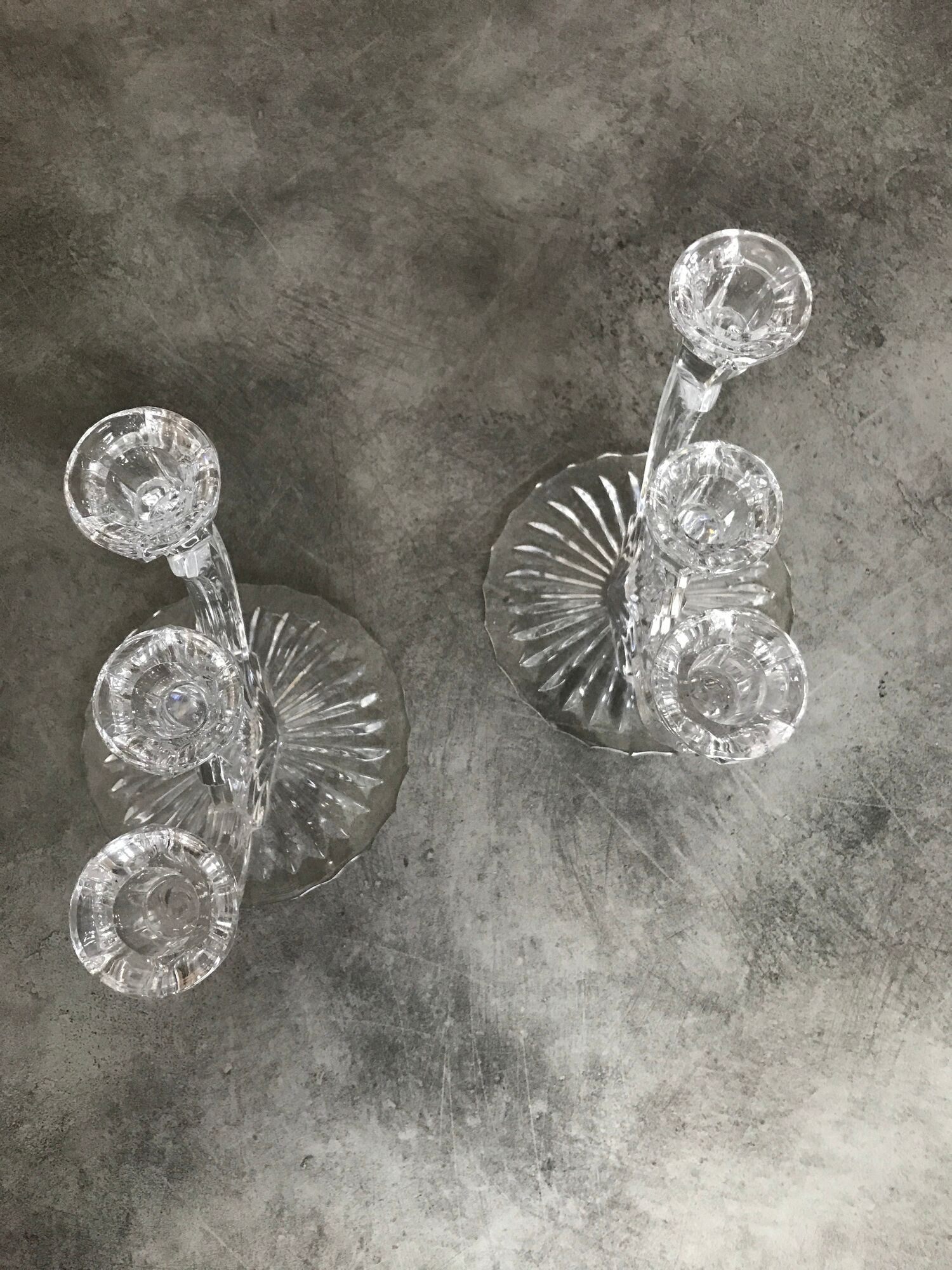 PAIR OF VINTAGE CANDLESTICKS IN CRYSTAL CANDLESTICK 3 BRANCHES ART DECO