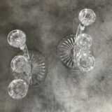 PAIR OF VINTAGE CANDLESTICKS IN CRYSTAL CANDLESTICK 3 BRANCHES ART DECO