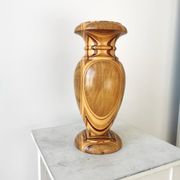Vintage Handcrafted Wooden Vase: Unique Woodturning Sculpture, Dried Flower