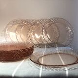 Pink glass dessert plates from the 70s, Arcoroc "Rosaline" +1 offered