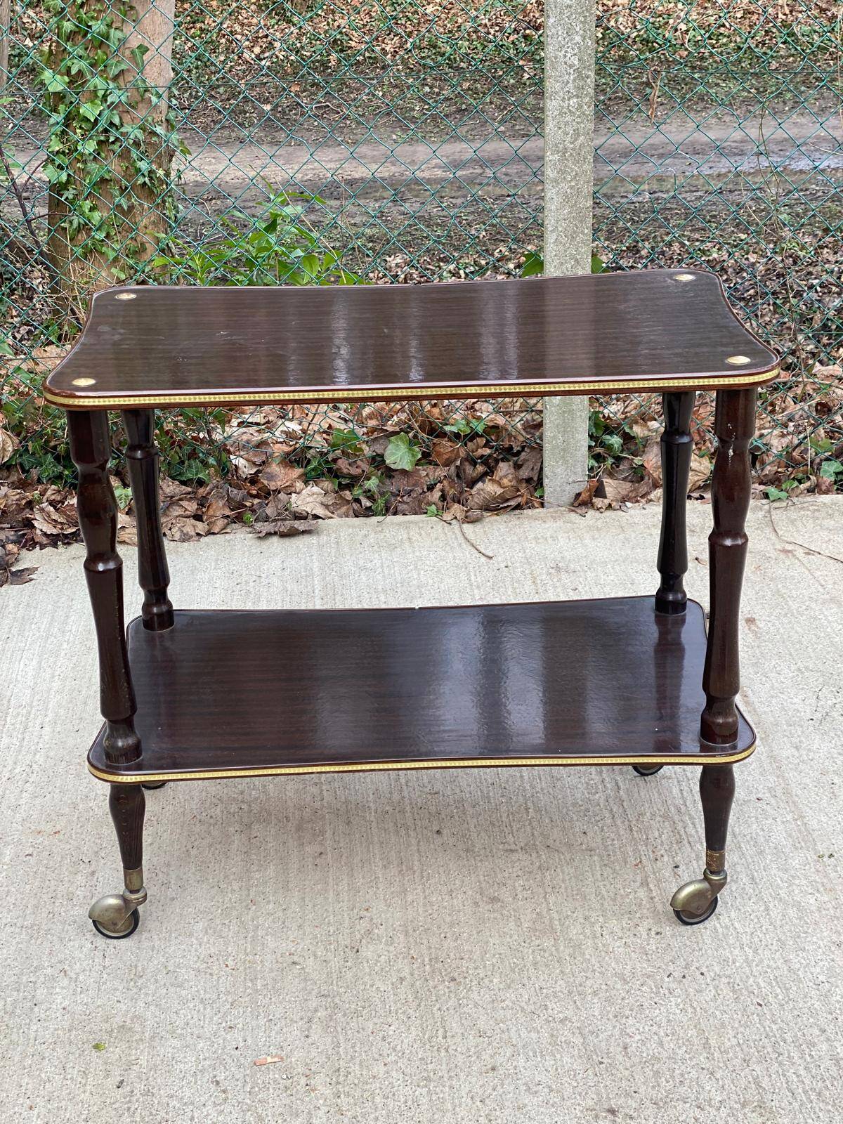 Desserte 2 plateaux vintage en palissandre