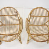 Pair of Alan Fuchs rattan lounge chairs, Czechoslovakia, 1960s