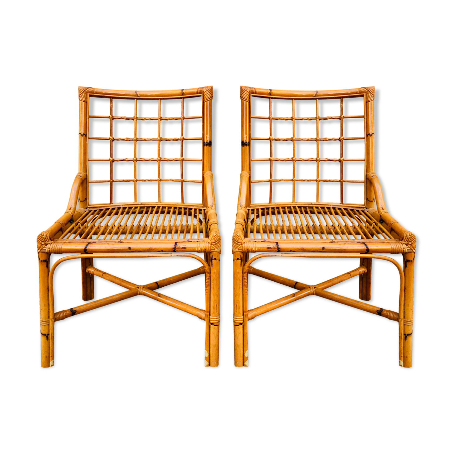 Lot of 2 bamboo chairs