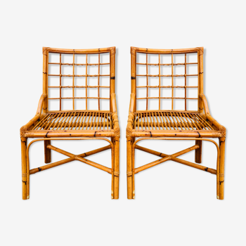 Lot of 2 bamboo chairs