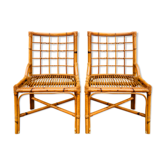 Lot of 2 bamboo chairs