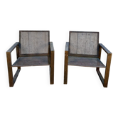 Paire de fauteuils de jardin en acier