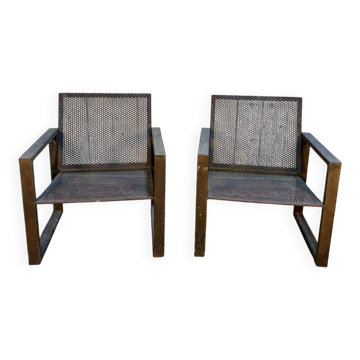 Paire de fauteuils de jardin en acier