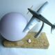 Art deco table lamp aluminum airplane and ball tulip on marble terrace