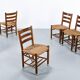 Viggo Hardie-Fischer, ensemble de 6 chaises d'église danoises en chêne pour Sorø Møbelfabrik. Années 1950