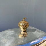 Acorn silver metal butter dish