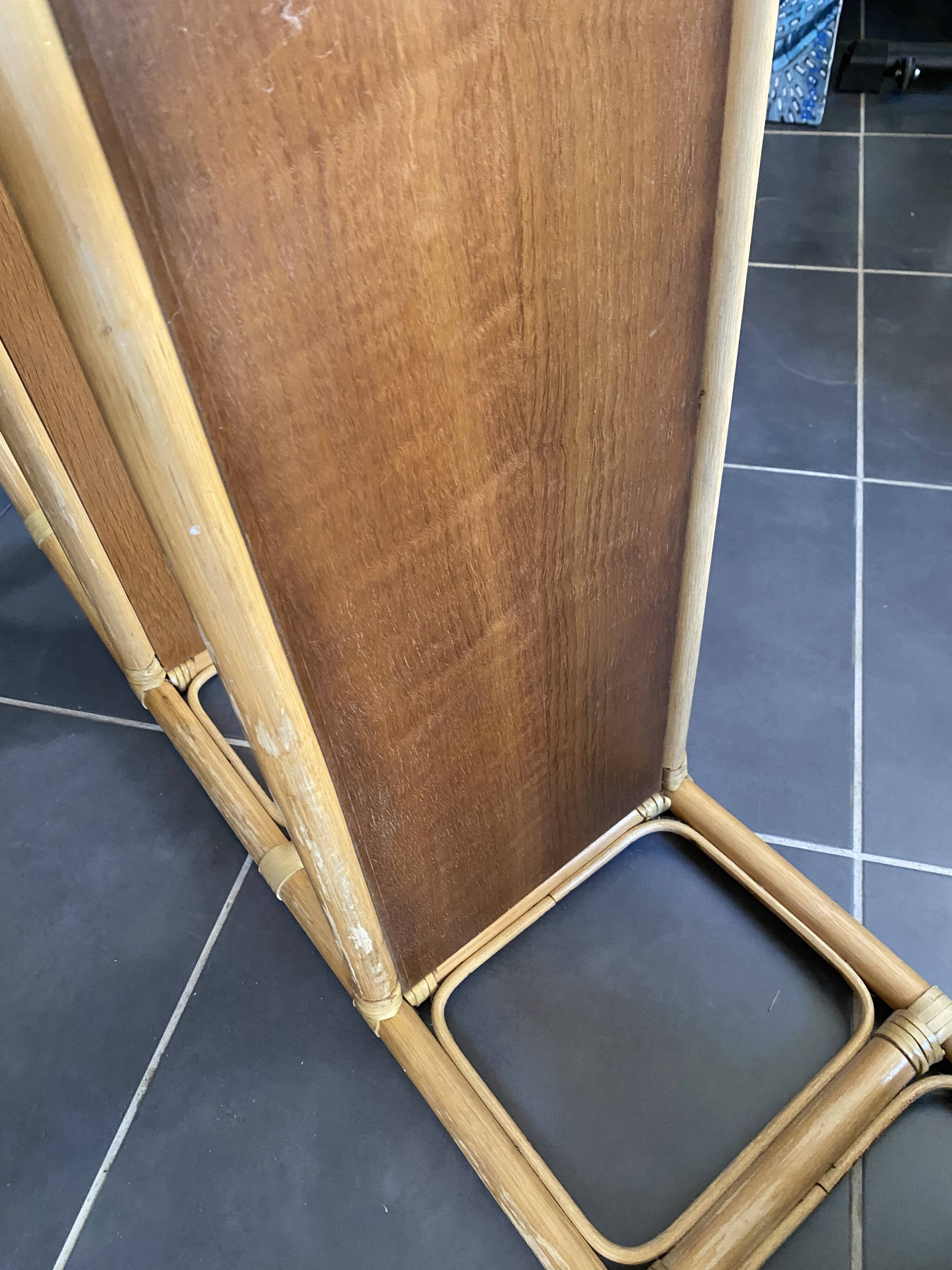 Vintage 1970s rattan bookshelf