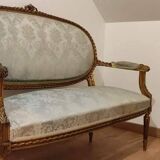 Gilded wood living room set and pedestal table