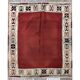 Tapis Kilim bordeaux ancien des années 1900, tapis carré en laine tissé à plat 143 x 161 cm