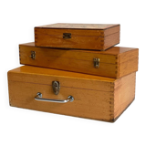 3 vintage dovetail wooden boxes