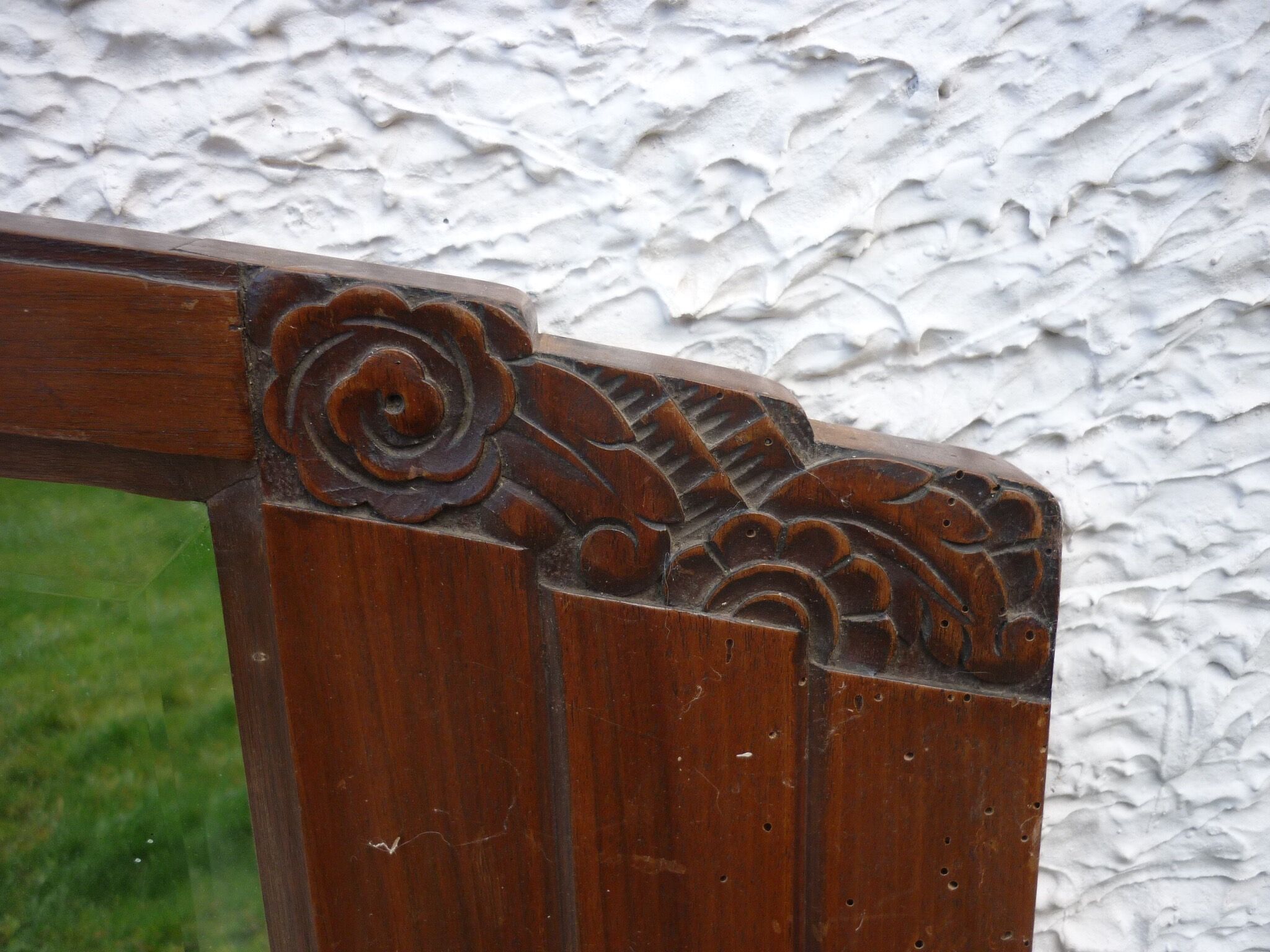 Low mirror in a carved wooden art-deco 1930 112x36cm