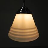 Art Deco pendant lamp with ribbed white globe, 1930s