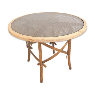 Table ronde Bois & Cannage