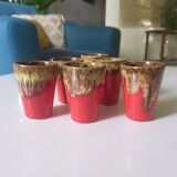 6 glazed ceramic glasses