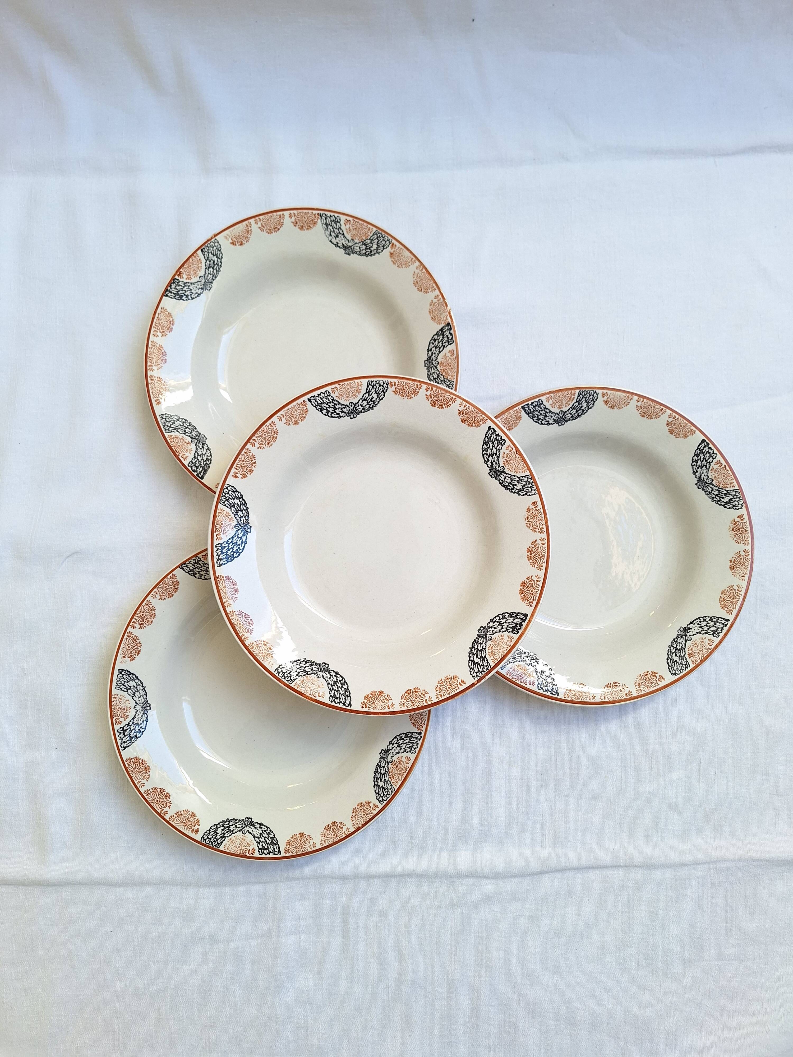 Assiettes creuses HBCM modèle Pauline orange et noir