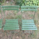 Antique folding garden chairs with wooden slats