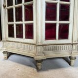 Napoleon III Period Display Cabinet in Painted Wood with Beveled Tiles in Louis XVI Style