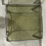 Nest of tables in chrome and smoked glass, set of 2.