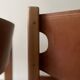 elm wood and camel leather chair Maison Regain, French design 1960