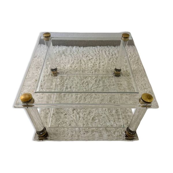 Table basse plexi laiton années 70